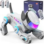 SIMREX Robot Dog Toys for Kids – Smart Interactive Robot Puppy with Bluetooth,Touch Sensor, Dance Tricks, LED Eyes, 2 Rechargeable Batterys, Gift for Kids Boys and Girls(Gray)