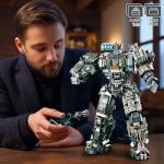 HIGH GODO Mech Building Blocks Set for Adults，Motorized Robot Model Building Kit with Multiple Weapons, Battle Damage Style Warrior Collectible Gifts for Man Boys Ages 12+ (1403 Pieces)