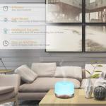 URPOWER 500ml Essential Oil Diffuser with Cool Mist Humidifier Function - 7 Color Changing LED Lights, 4 Timer Modes & Auto Shut-Off Ultrasonic Aromatherapy Scent Diffuser for Home, Office