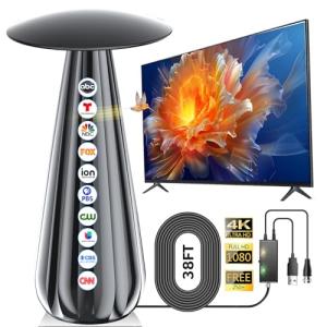 1800+ Miles Range TV Antenna Indoor, 2025 HDTV Antenna for Smart TV, Digital Antenna for Local Channels with Signal Amplifier, Supports 4k 8k 1080p All TVs -38ft Coax Cable
