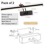 Yuichoy 2 Pack Picture Lights for Wall Battery Operated, 16 inch Wireless Art Lighting for Painting, 6 Colors Picture Frame Lights with Remote, Dimmable 5200mAh Gallery Light, Black