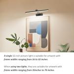 Yuichoy 2 Pack Picture Lights for Wall Battery Operated, 16 inch Wireless Art Lighting for Painting, 6 Colors Picture Frame Lights with Remote, Dimmable 5200mAh Gallery Light, Black