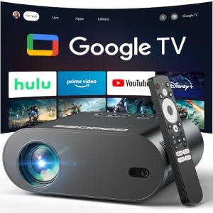 [Google TV/Voice Control]GooDee 4K UHD Smart Projector with WiFi and Bluetooth, Portable Movie Projector with Netflix / Prime Video / YouTube Built-in, Dolby Sound Home Theater for Indoor/Outdoor