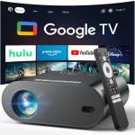 [Google TV/Voice Control]GooDee 4K UHD Smart Projector with WiFi and Bluetooth, Portable Movie Projector with Netflix / Prime Video / YouTube Built-in, Dolby Sound Home Theater for Indoor/Outdoor