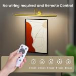 Bridika Picture Lights for Wall Battery Operated, 23.6in Picture Light with Remote, 3 Color Modes and Dimmable Classic Art Light for Paintings, Gallery, Dartboard, Bathroom with Timer (Gold, 1 Pack)