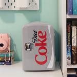 Diet Coke Mini Fridge - 6 Can Refrigerator for Bedroom Office, Portable Table Top Beverage Cooler, 12V 110V Refrigerador For Drinks, Soda, Wine, Use In Car, Dorm, Outdoor, Patio
