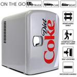 Diet Coke Mini Fridge - 6 Can Refrigerator for Bedroom Office, Portable Table Top Beverage Cooler, 12V 110V Refrigerador For Drinks, Soda, Wine, Use In Car, Dorm, Outdoor, Patio