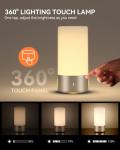 ROOTRO Table Lamp, [Advanced] Bedside Touch Control Lamp for Bedroom 3 Level Dimmable Warm White Lights with 256 RGB Color Mode Modern Deisgn Smart Nightstand Desktop LED Lamps Portable for Read
