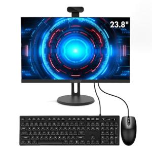 PINGDY 24" All-in-One Desktop Computer, i7 Quad-Core 11, 16GB RAM, 512GB SSD, Wired Keyboard& Mouse, RGB Speaker and Webcam, (i7/16G/512G) (Black)