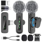 PoP voice Mini Microphone for iPhone 16/15/14/iPad/Android, Wireless Lavalier Microphone with Magnetic Collar Clip, USB-C Mini Lapel Lav Mic with Noise Reduction for Vlog YouTube TikTok, 12H
