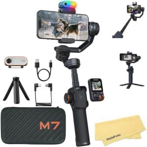 hohem iSteady M7 Gimbal Stabilizer for iPhone Android Smartphone,Phone Gimbal with AI Tracking,Fill Light,1.4" Detachable Touchscreen Remote,Phone Stabilizer for Video Recording,YouTube TikTok Travel