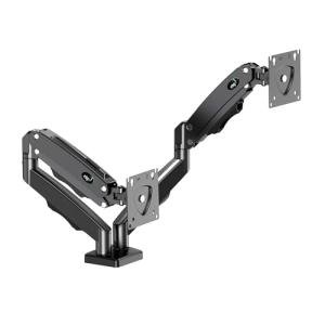 ELG Full Motion Swivel Dual Monitor Desk Mount Stand Gas Spring for Two Screens 17” to 35'' (4.4lbs to 19.8lbs Load for Each Display), Computer Monitor Stand F160N, Black