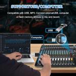 SIKUING 12 Channel Audio Interfacer Sound Board Mixer DJ Mixer 16-Bit DSP Effect USB Audio Mixer +48V Phantom Power Bluetooth Mixer for Karaoke Studio Streaming Recording,Live Streaming