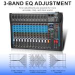SIKUING 12 Channel Audio Interfacer Sound Board Mixer DJ Mixer 16-Bit DSP Effect USB Audio Mixer +48V Phantom Power Bluetooth Mixer for Karaoke Studio Streaming Recording,Live Streaming