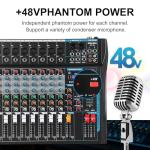SIKUING 12 Channel Audio Interfacer Sound Board Mixer DJ Mixer 16-Bit DSP Effect USB Audio Mixer +48V Phantom Power Bluetooth Mixer for Karaoke Studio Streaming Recording,Live Streaming