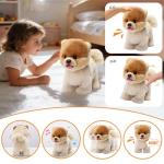 CU-MATE Interactive Dog Stuffed Animal Electronic Plush Pomeranian Simulation Puppy Realistic Toy Like-Real Robotic Nodding Barking Wagging Tail Present Pet for Toddler Boys