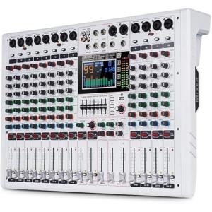 Yamnweo GF12PRO Multi-Function 12-Channel Audio Mixer Large LCD Color Screen Stage Performance Mixer Isolated Independent Mute Built-in 7-Stage Equalizer and 99 Reverb DJ Mixer for Performances