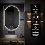 Niccy Oval LED Bathroom Vanity Mirror, 32x20inch Frameless Backlit Mirror with Light, Smart Anti-Fog Waterproof Mirror with Memory Function Dimmable Lighted Mirror