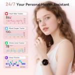 Fitpolo Smart Watches for Women (2 Bands), 40mm Stylish Round Smartwatch, IP68 Waterproof Fitness Tracker with Bluetooth Calls (Make/Answer), Heart Rate/SpO2/Sleep Monitor, 7 Days Battery - Pink