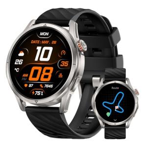KOSPET Magic R10 Smart Watch for Men Women with GPS, 50-Day Battery Life, 1.43" AMOLED, 5ATM Waterproof Fitness Watch with Heart Rate/Sleep Tracker, Voice Assistants (Silver)