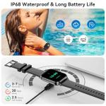 Jacoosa Smart Watch for Men Women, 1.83" HD Touchsreen, Bluetooth Calling, 5 ATM Water-Resistance, 130+ Sports Modes, Health, Fitness & Sleep Tracker, Timer, Fitness Watch for Android/iOS (Black)