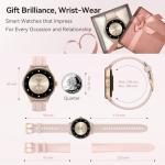 Fitpolo Smart Watches for Women (2 Bands), 40mm Stylish Round Smartwatch, IP68 Waterproof Fitness Tracker with Bluetooth Calls (Make/Answer), Heart Rate/SpO2/Sleep Monitor, 7 Days Battery - Pink