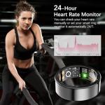 Ring Health Tracker for Women Men, Fit Ring with Heart Rate, Blood Oxygen, Sleep Monitor, Calories, Step Counter, IP68 Waterproof Smart Ring for iPhone & Android, No Subscription Fee (Black, 13#)