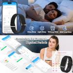 Smart Health Wristband for Men Women, Wearable Activity & Fitness Tracker with GPS, 100+ Sport Modes, Measuring Heart Rate, Health, Sleep, Stress, IP68 Waterproof Health Tracker with Free App, Black