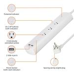 Amazon Basics Smart Plug Power Strip with 3 Individually Controlled Outlets and 2 USB-A Ports, Works with Alexa Only, 2.4 GHz Wi-Fi, No Hub Required, White