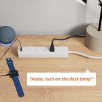 Amazon Basics Smart Plug Power Strip with 3 Individually Controlled Outlets and 2 USB-A Ports, Works with Alexa Only, 2.4 GHz Wi-Fi, No Hub Required, White