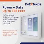 PoE Texas at-HUB PoE+ to USB-C Power and Data Delivery for Amazon Echo Hub Smart Home Control Panel - Power Output, 10/100 Mbps Speeds with USB-C Cable - Compatible with 802.3at PoE+ Switch