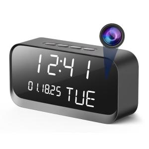 Clock Camera - WiFi Nanny Cam with 1080P HD Video, AI Motion Detection, Clear Night Vision, Dual-Band WiFi, Bluetooth Connectivity, Local & Cloud Storage – Indoor Security Camera for Home & Office