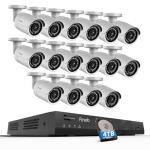 PANOOB 16 Channel Security Camera System 4K PoE, 4K 16CH NVR 4TB HDD, 16x 8MP Wired Outdoor Surveillance IP PoE Cameras, AI Human Vehicle Detection, Remote Playback Built-in Mic, PB37F1616-8M