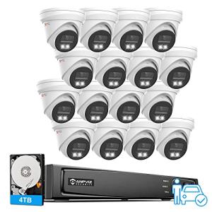 Anpviz 16CH PoE Security Camera System with AI Human/Vehicle Detection,16pcs Wired 5MP IP Cameras with Mic, Smart Dual Light Color Night Vision, True WDR,4K 16CH NVR with 4TB HDD for 24/7 Recording