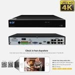GW Security 8 Channel Smart AI PoE NVR Ultra-HD 4K (3840x2160) Security Camera System with 8 x 4K (8MP) 2160P Face Recognition/Human/Vehicle Detection Waterproof Microphone IP Dome Camera