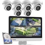 PANOOB Security Camera System with Monitor, 8CH 8MP NVR with 2TB HDD, 6Pcs IR Dome Wired 5MP PoE IP Camera IP67 Outdoor, Night Vision, Smart AI Human Detection, PD93AM06-5M