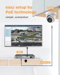 PANOOB 32 Channel Security Camera System, 20pcs 5MP Wired IP Turret Dome PoE Cameras Outdoor, AI Human Detection, Built-in Mic, Remote Access, 4K 32CH NVR 8TB HDD for 24-7 Recording, PD93A2032-5M