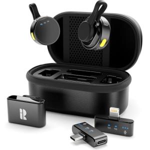 Rythflo Wireless Mini Microphone for Camera/iPhone/Android/iPad/Laptop, Lav Mic with Charging Case, AI Noise Reduction, 50H Battery, 230ft Range, Lavalier Microphone for Video Recording, YouTube, Vlog
