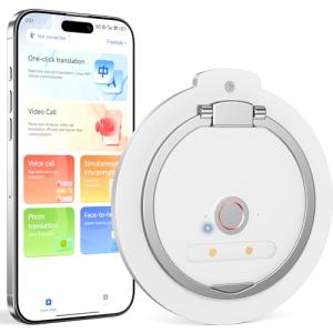 3-in-1 AI Translation Recorder,Language Translator Device, Voice Recording & Voice Transcription, 140+ Language Translator for Meeting White