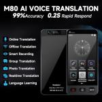 Offline Language Translator Device, M80 ChatGPT Instant Translator No WiFi Needed, 142 Languages Two Way Real-Time Voice Translation, Recording&Photo AI Translation for Business Learning Travel
