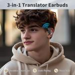 Language Translator Earbuds, 3-in-1 AI Translation Earbuds, 138 Languages Online instant Voice Translation Earbuds Real Time translator device with APP for iOS for Android for Travel Business Learning