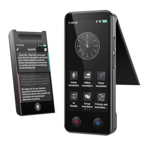 Language Translator Device, Upgraded Detachable Dual Screen AI Translator, Premium Bilingual Real-Time Voice Translation with 150 Languages, Online&Offline&Photo Translate for Business Learning Travel
