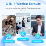 AI Translation Earbuds Real Time 2025, 150 Language&Accents Two Way Instant Voice Translator Ear Buds, Audifonos Traductores Inglés Español Wireless Bluetooth Headphones Translating Device-Black