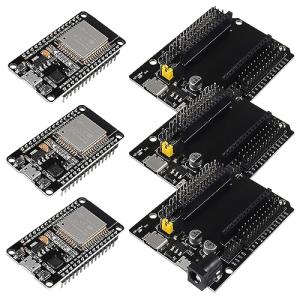 3 Set ESP32 ESP-32S WiFi Development Board NodeMCU ESP-WROOM-32 Microcontroller with ESP32 GPIO Breakout Board 30Pin Type-C Micro USB Dual Interface ESP32 Shield 30P Expansion Board
