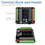 Freenove Breakout Board for ESP32 / ESP32-S3 WROVER WROOM, Terminal Block Shield HAT with Pin Header, 5V 3.3V Power Outputs, GPIO Status LED