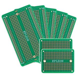 EPLZON Solderable Breadboard PCB Board Gold-Plated Solder Breadboard for DIY Electronics Projects Apply to Arduino Soldering Projects 3.5"x2.05" (5 Pack + 2 Mini Board, Green)