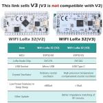 Wishiot ESP32 Lora V3 Development Board Kit WiFi+BLE SX1262 Lora32 0.96inch OLED Display Module + 915MHz 2Dbi Antenna for Arduino NodeMCU IoT (1 Sets)