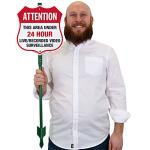 SmartSign 12" x 11.5" Attention This Area Under 24 Hour Live/Recorded Video Surveillance Shield Yard Sign with 3 ft Stake, 40 mil Laminated Aluminum, Red/Black/White, Set of 1, USA-Made