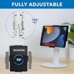 Mount-It! Universal Tablet Stand with Tilt, Anti-Theft Retail iPad POS Kiosk Stand, Fits Tablets from 9.7" to 13" Screen Size, 90° Rotation for Portrait and Horizontal Viewing, Durable Steel, White