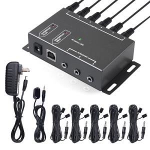 IR Repeater Infrared Repeater System Kit Control Up to 10 Devices Hidden IR Remote Extender Set for Set-top Box, Amplifier, Receiver, DVD, AVR, Blu-ray Player, More